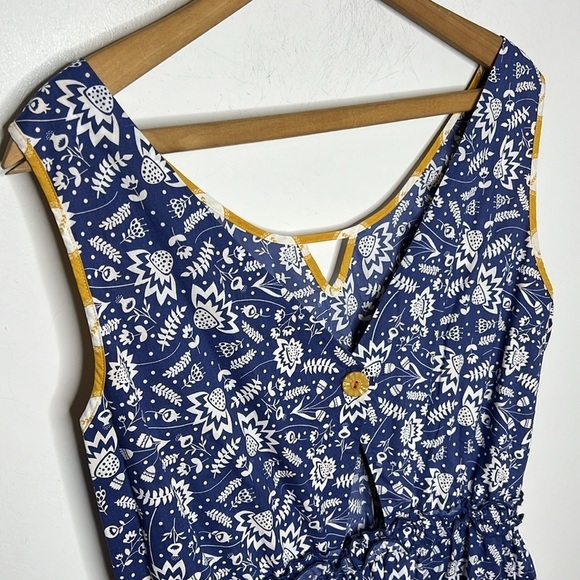 MATILDA JANE Blue Ridge Boho Maxi Dress Floral Yellow Hem Tassel Tie Women’s M - Picture 7 of 9